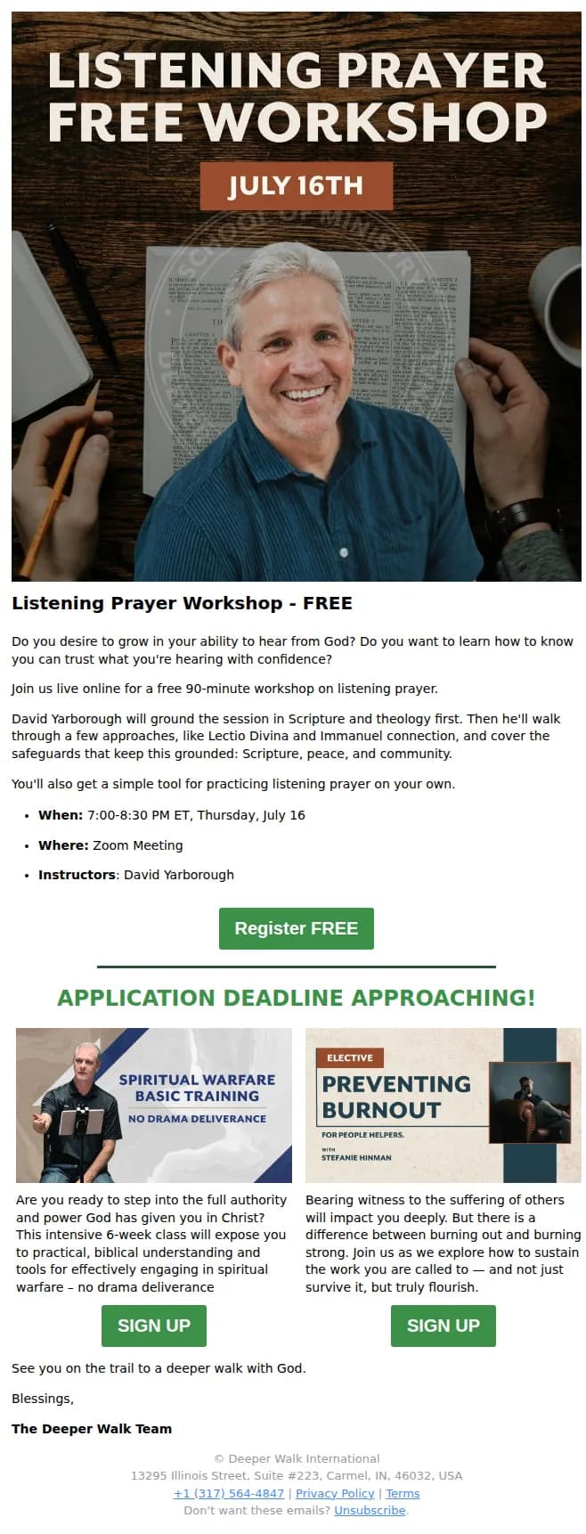 Deeper Walk email: Free Listening Prayer Workshop