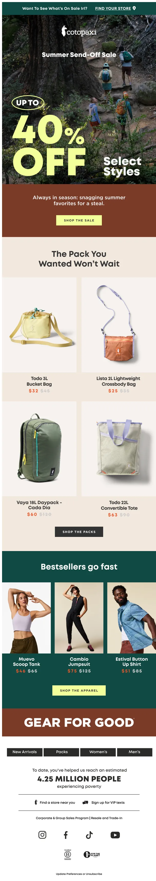 Cotopaxi email: Summer Send-Off S A L E