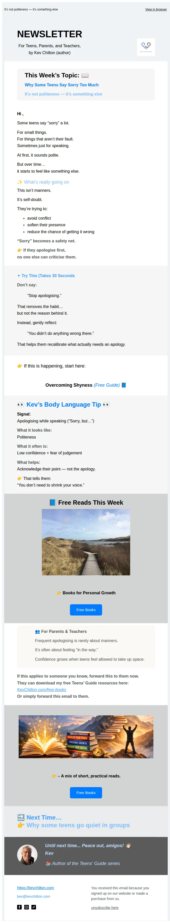 Kev Chilton Author email: Why Some Teens Say Sorry Too Much
