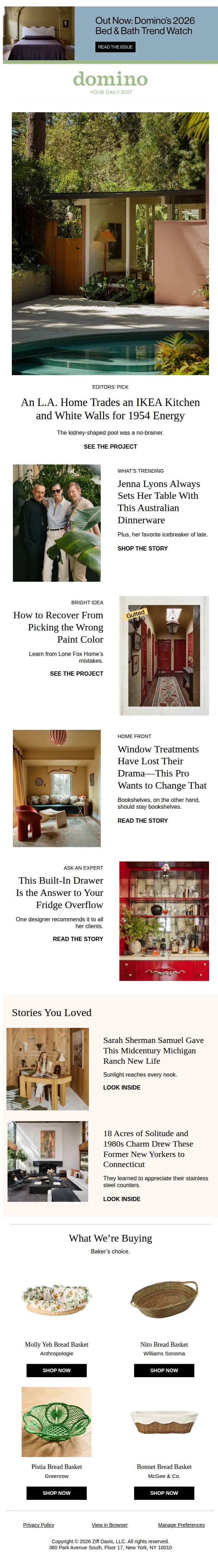 Domino email: What’s on Jenna Lyons’s table right now