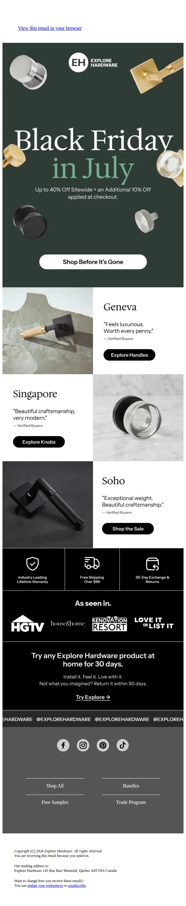 Explore Hardware email: Quick update on what's still available