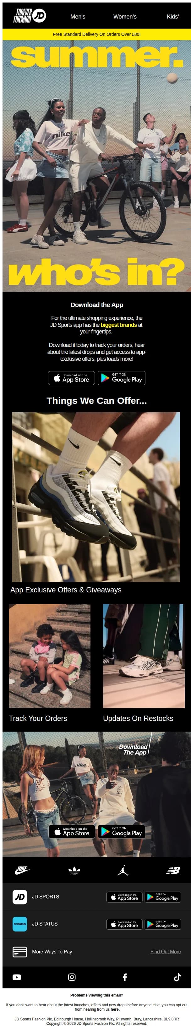 JD Sports email: Download The App