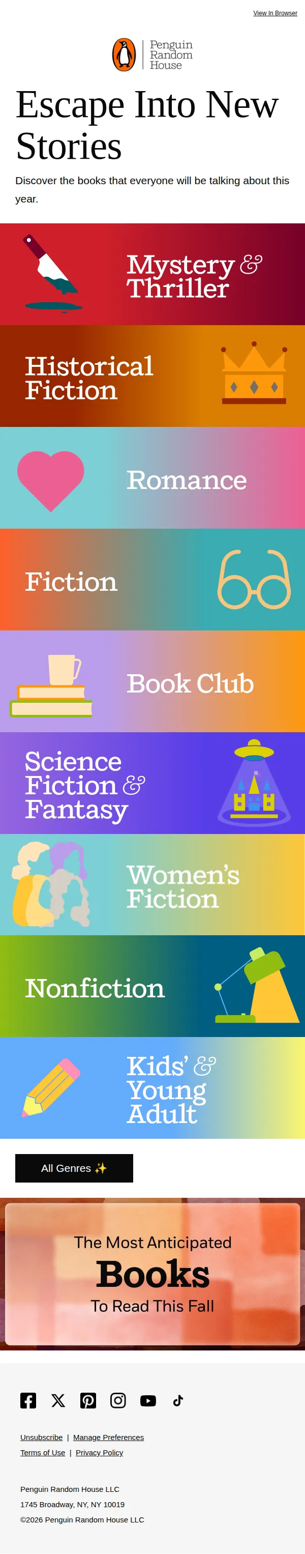 Penguin Random House email: The Best New Books in Every Genre