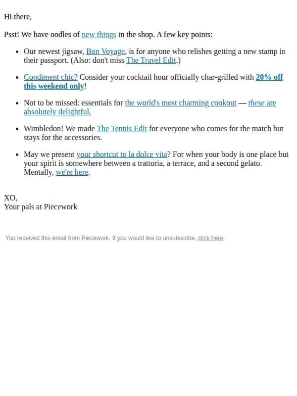 Piecework email: Oodles of NEW! ✨