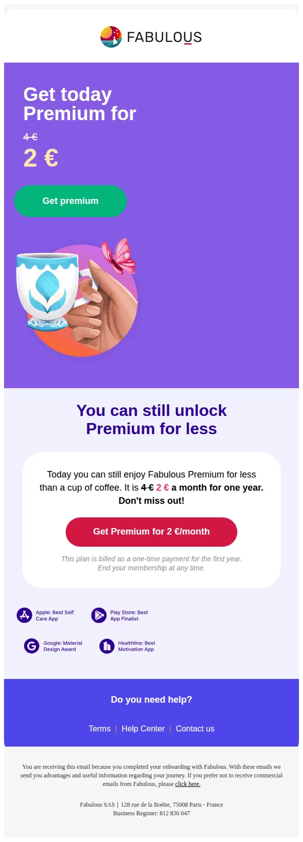 Fabulous email: ☕ Get Premium for less than a cup of coffee per month