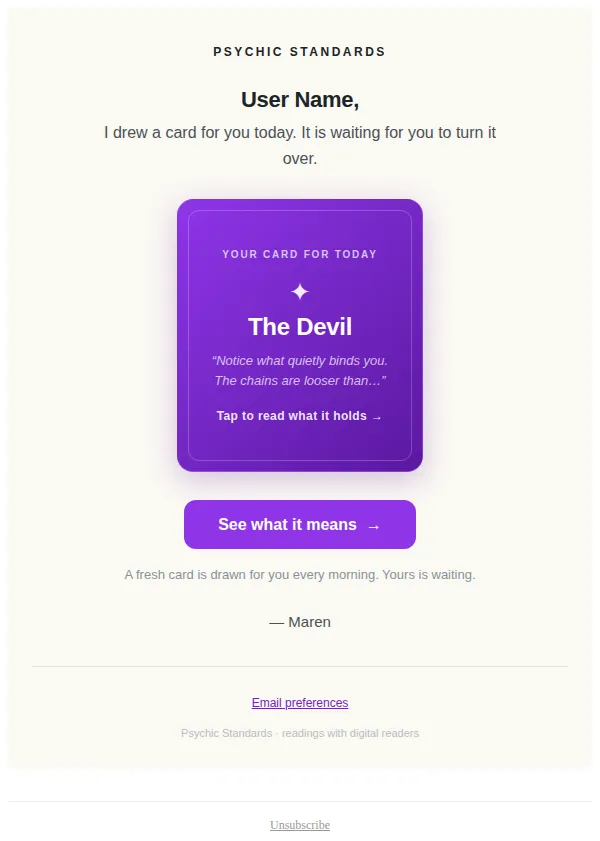 Psychic Standards email: Your card today: The Devil