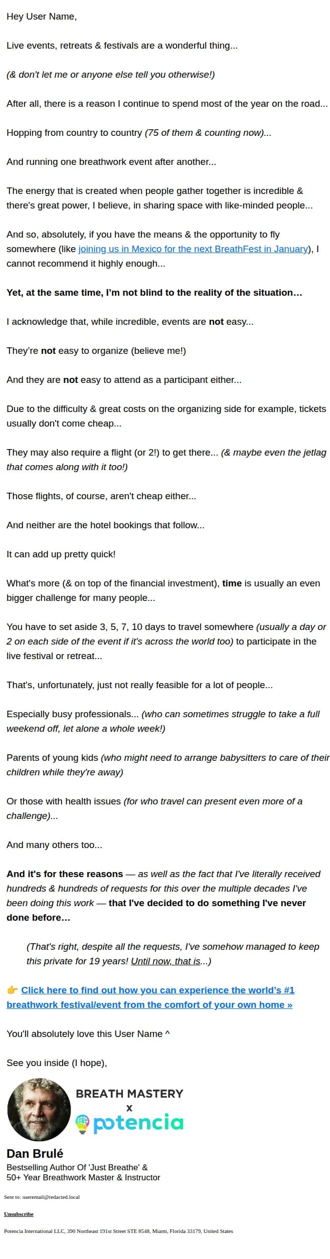 Potencia Education email: I love live events BUT..