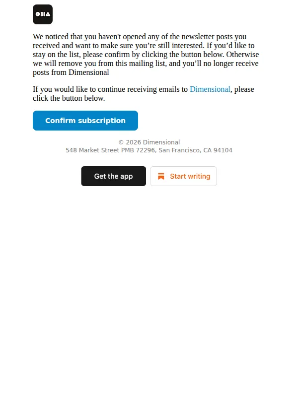 Dimensional email: Confirm your subscription for Dimensional