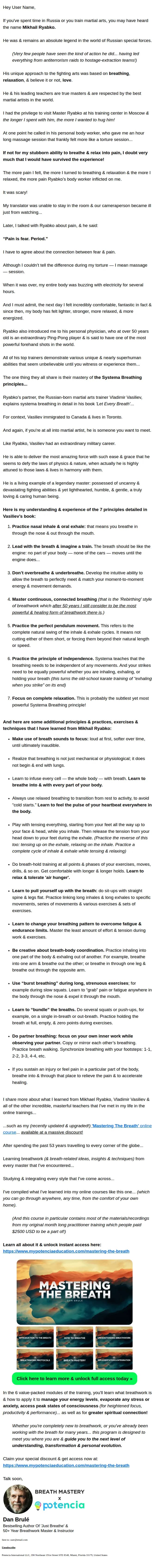 Dan Brulé email: pain, relaxation & Russian breathing masters
