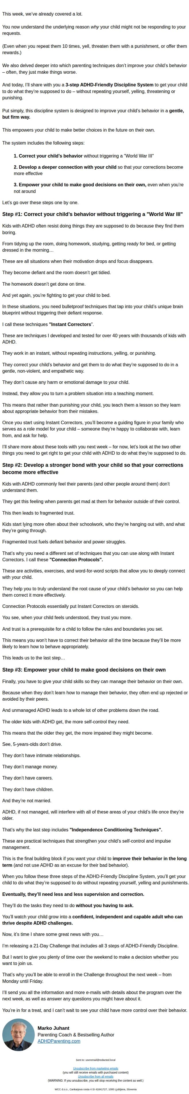 Strategic Parenting email: ADHD-Friendly Discipline System