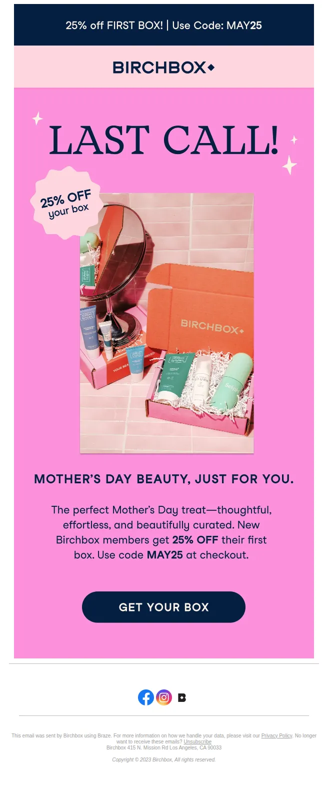 Birchbox email: Hurry—Mother’s Day Savings End Soon 💐