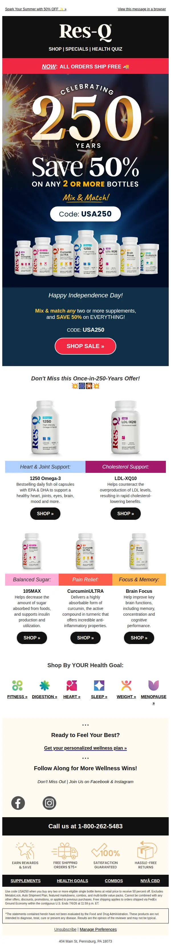 Res-Q Health email: Cue the Fireworks...and the Savings! 🎇