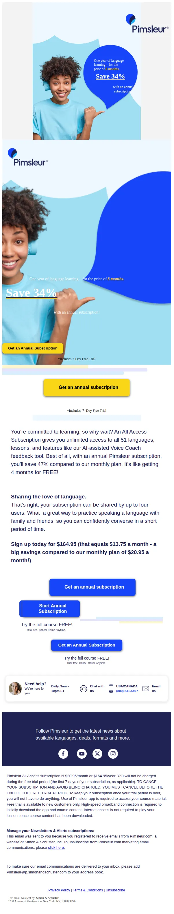 Pimsleur email: It's Like Getting 4 Months Free with this New Offer