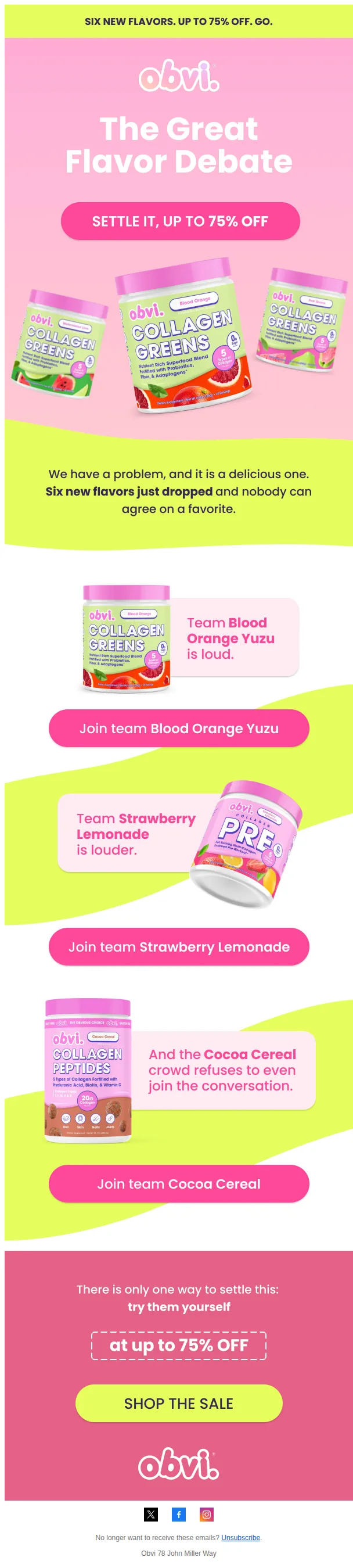Obvi email: Pick a side: Peach Mango or Pink Guava?