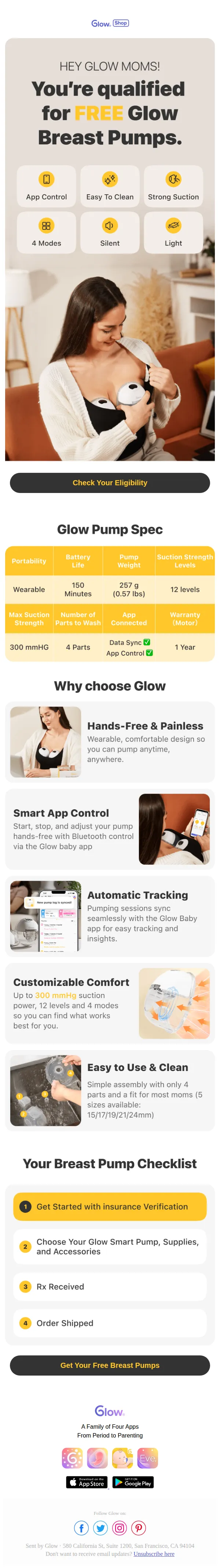 Glow Baby email: Get Your Free Glow Breast Pumps Now