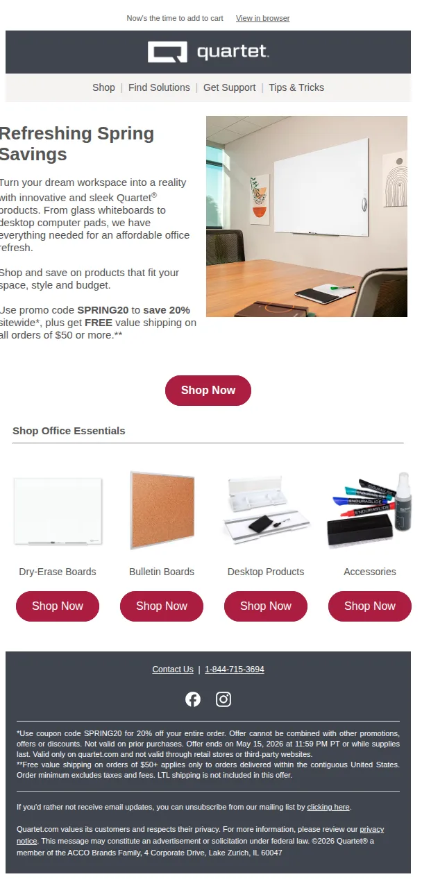 Quartet email: Last call for savings