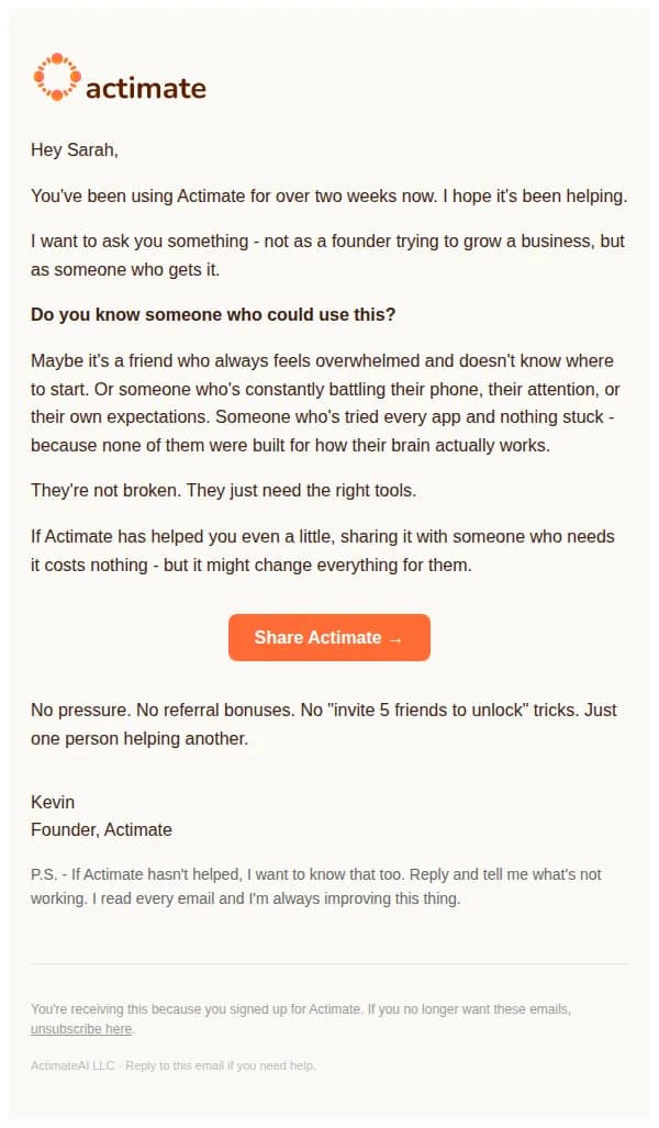 Actimate email: Know someone who needs this?