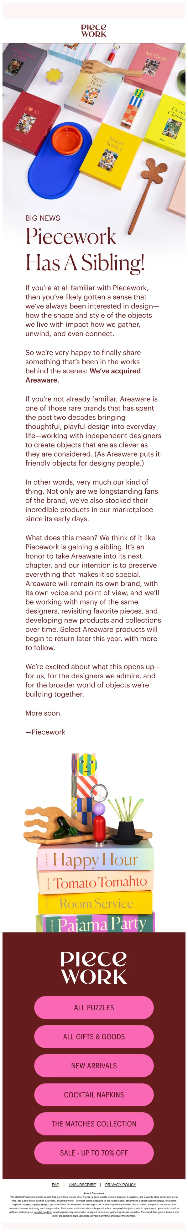 Piecework email: Something New (And Very Us)
