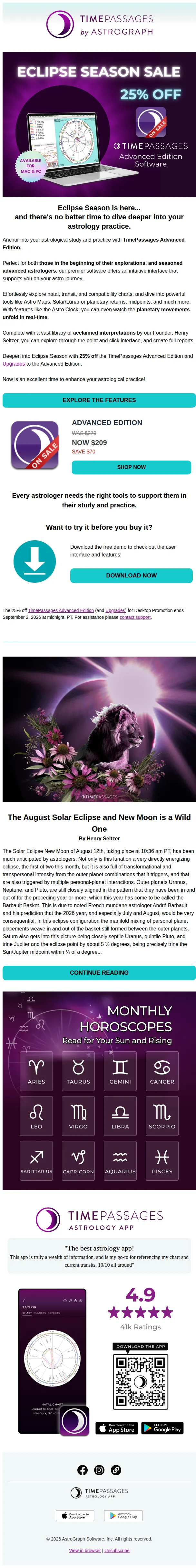 TimePassages by AstroGraph email: ♌️ The Wild Leo Solar Eclipse New Moon is on its way...