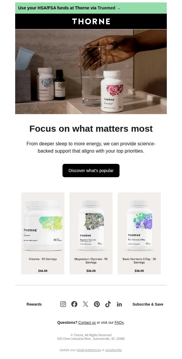 Thorne email: Targeted wellness, backed by uncompromising quality
