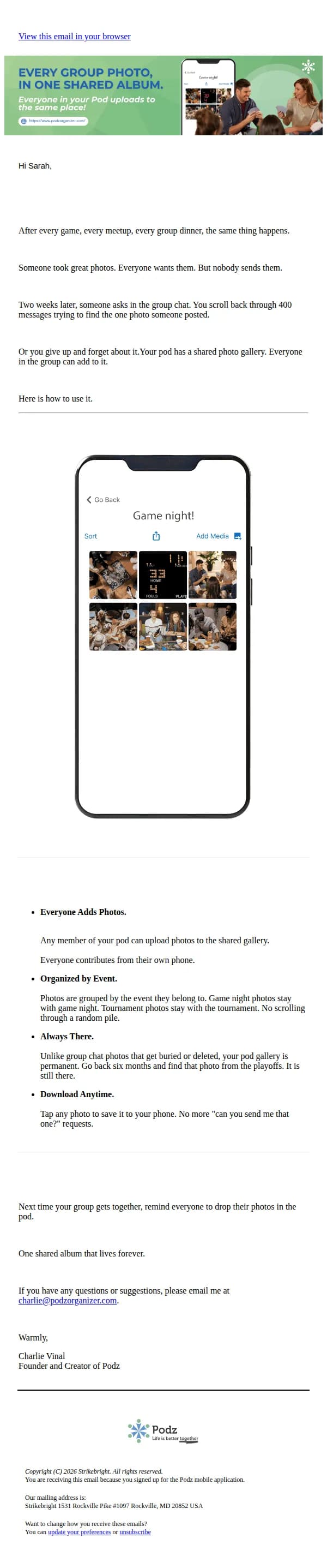 Podz email: Your group chat is a terrible photo album