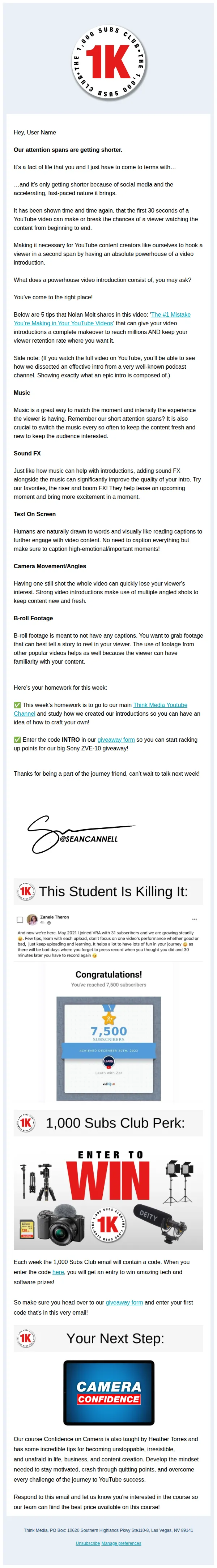 Think Media email: I wish I knew this when I started on YouTube...