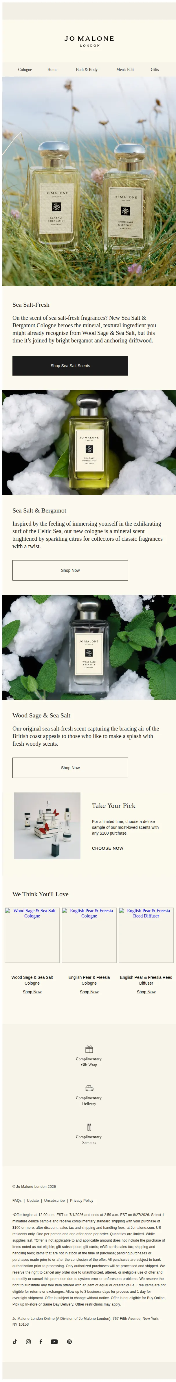 Jo Malone London email: On the trail of sea salt scents