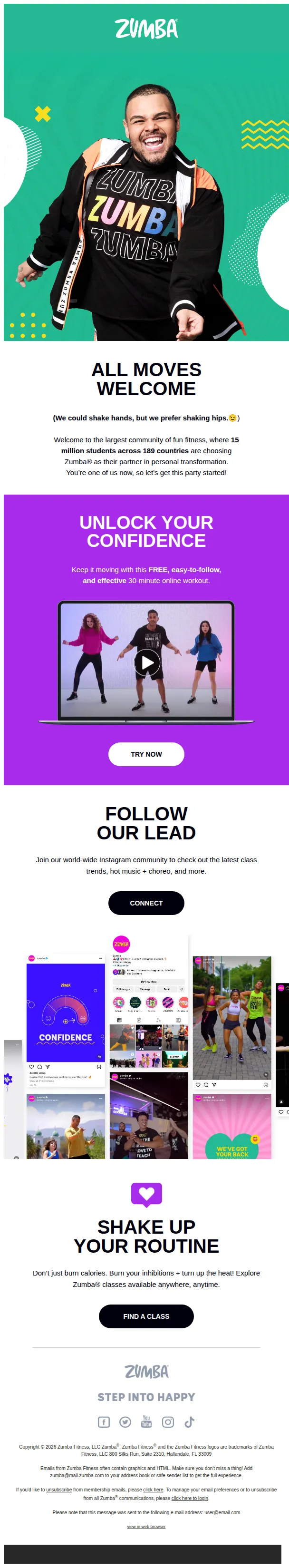 Zumba App email: Welcome to the fam! 💃