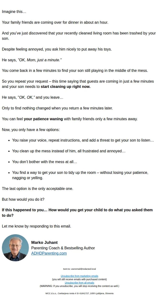 Marko email: Not again…