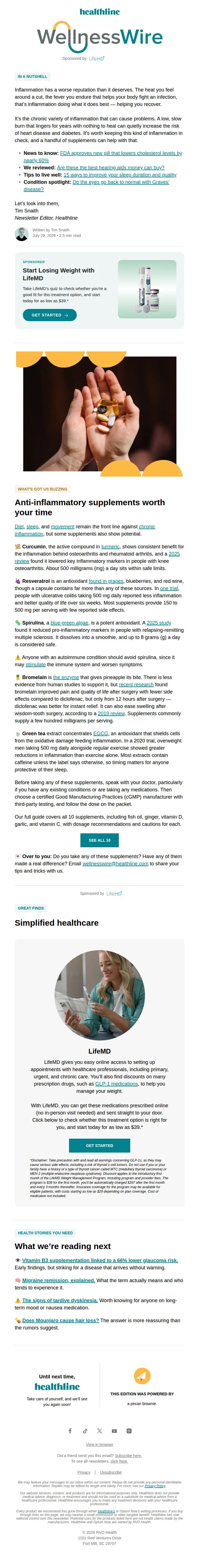 Healthline: Wellness Wire email: Anti-inflammatory supplements that stack up