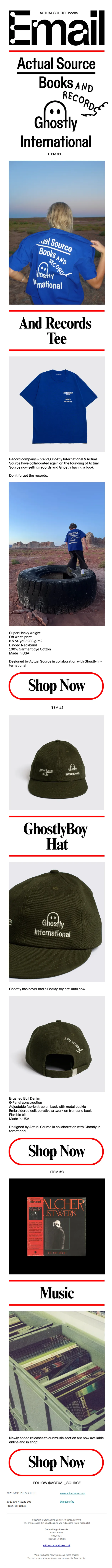 Actual Source email: New release with Ghostly International 👻