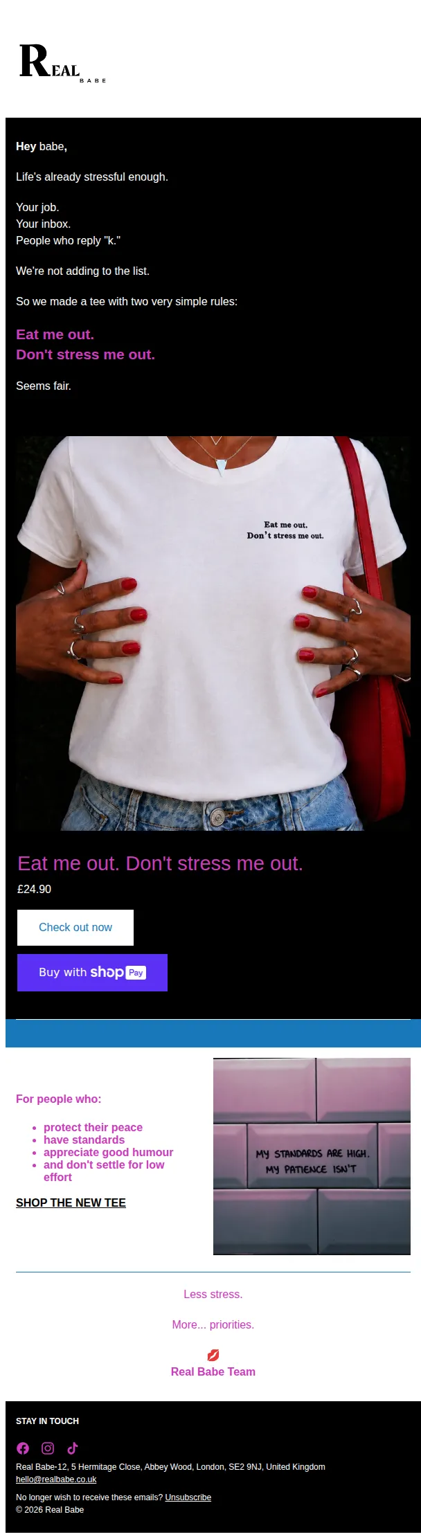 Real Babe email: One request. Two rules.