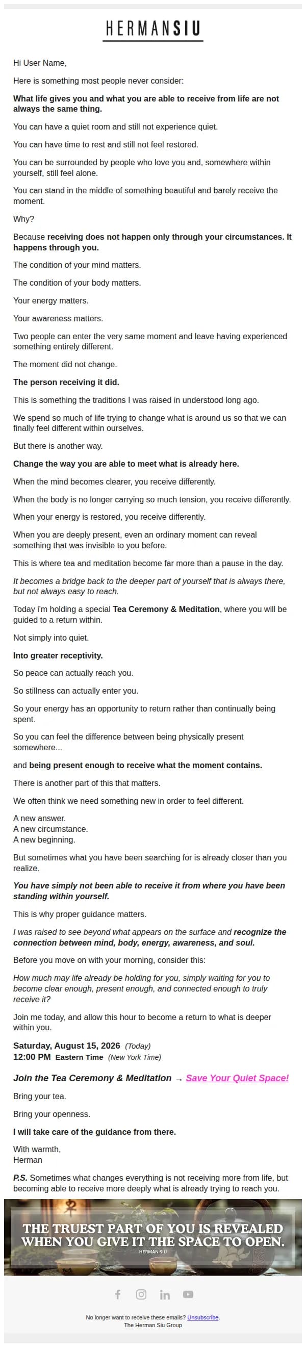 Herman Siu email: Are you able to receive what is already here?