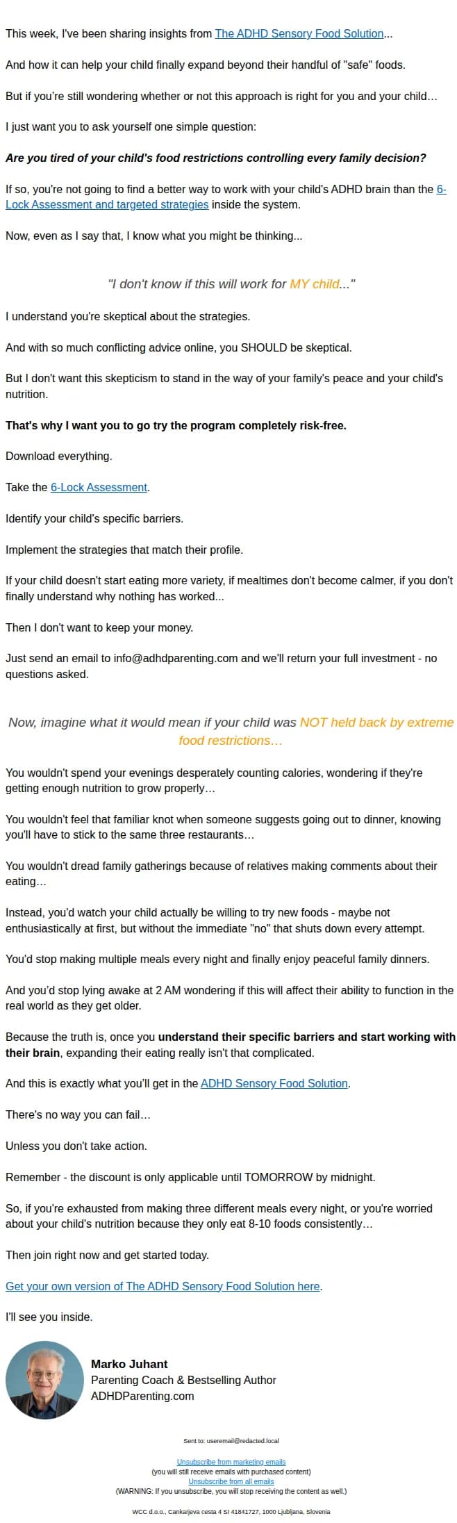 ADHD Parenting Summit email: Stop worrying about your child’s nutrition