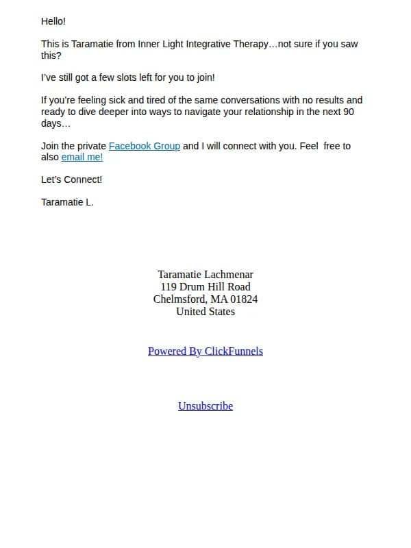 Inner Light Integrative Therapy email: Few Spots Left...