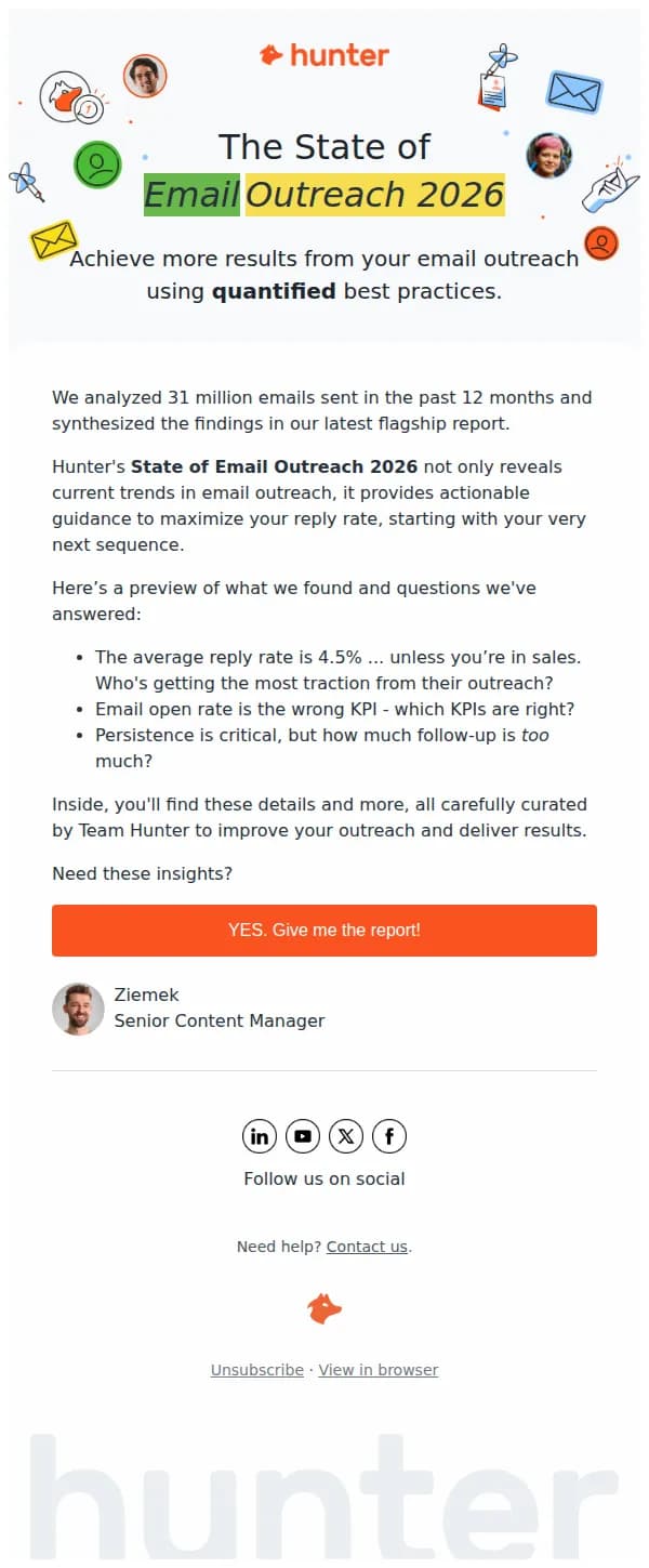 James from Hunter email: The optimal way to send emails in 2026, revealed