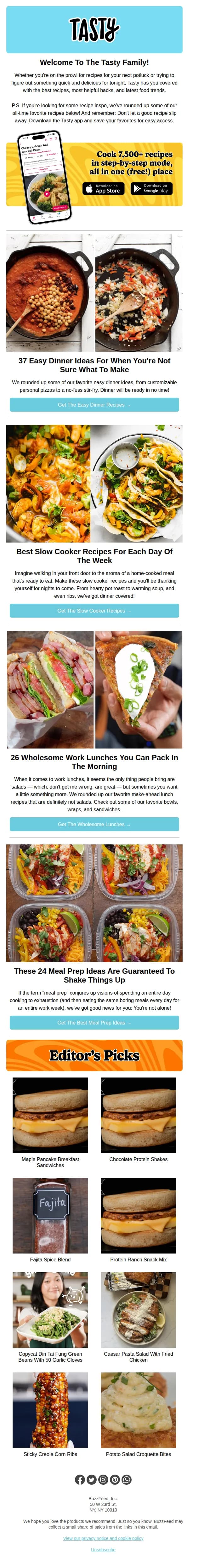 Tasty email: Welcome to Tasty!