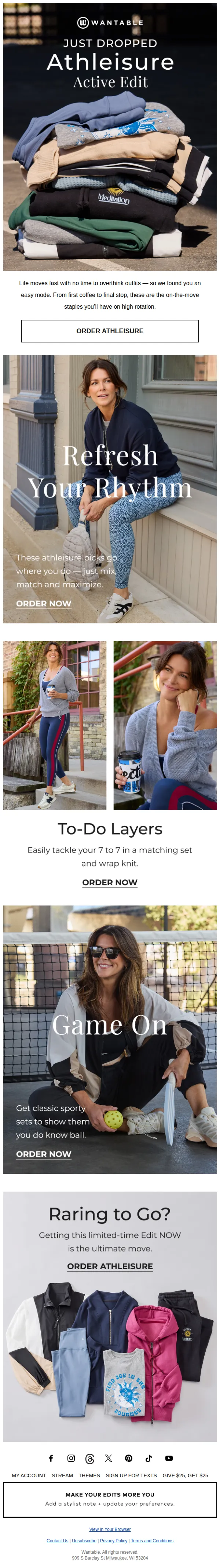 Wantable email: athleisure looks for wherever fall takes you. 🍂