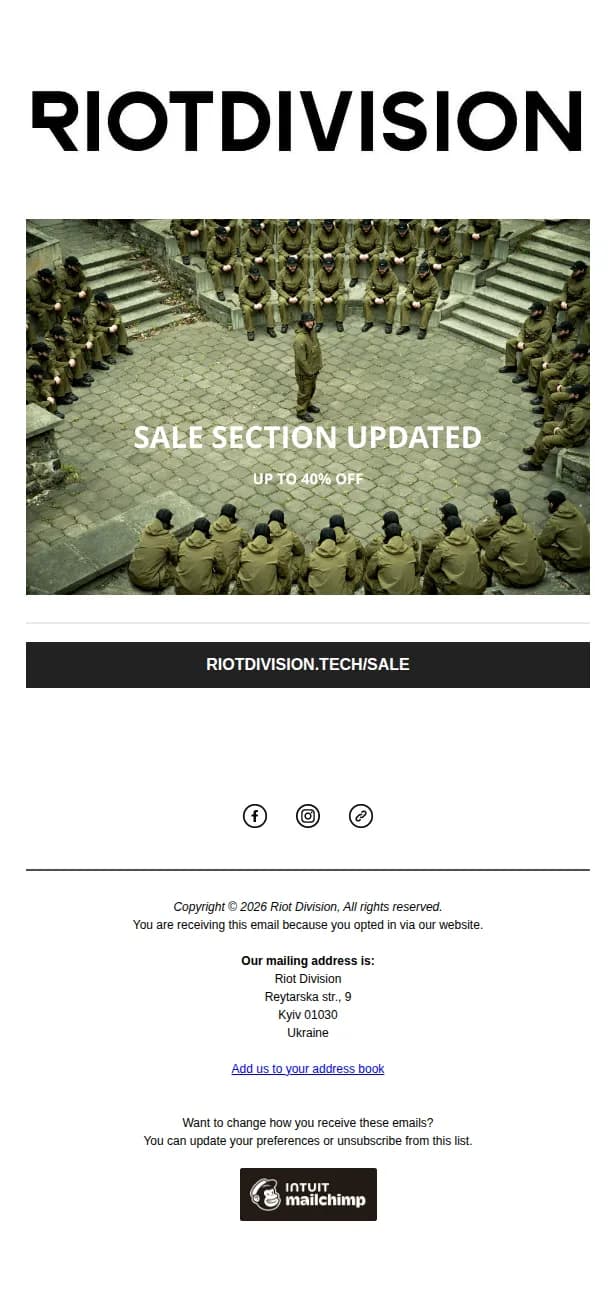 RIOT DIVISION email: RIOTDIVISION: SALE SECTION UPDATED