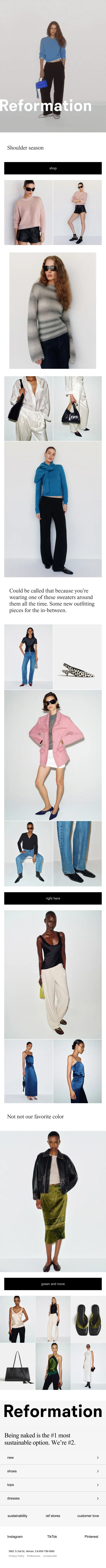 Reformation email: COLD SHOULDERS