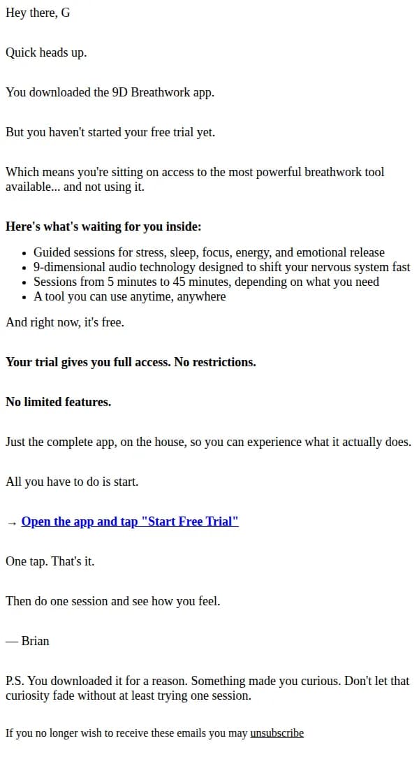 9D Breathwork email: You forgot something
