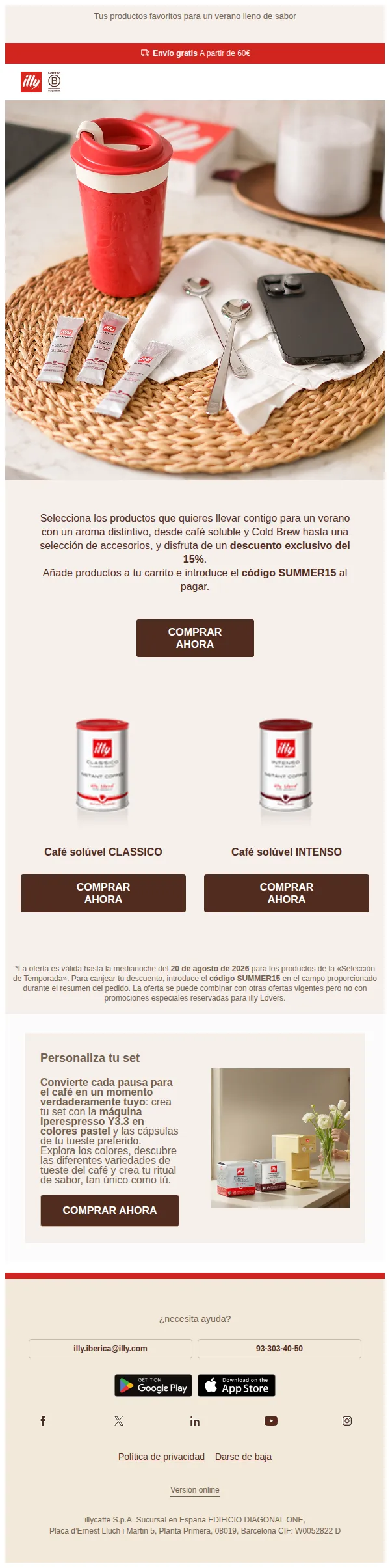 illy Shop email: Una oferta para un verano lleno de sabor