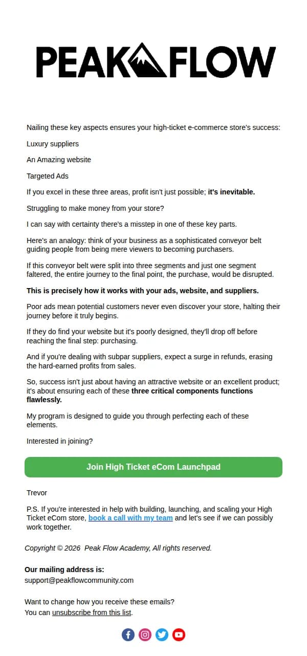 Peak Flow Academy email: Struggling? These are the 3 areas to look at