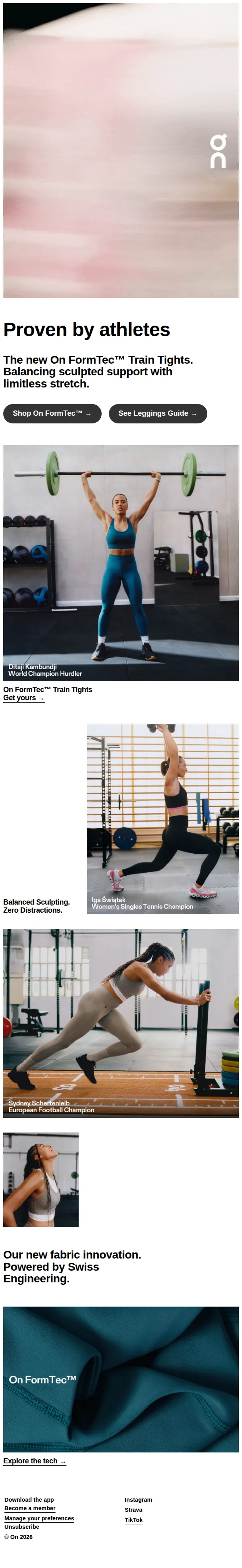 On Team email: The all-new Train Tights made with On FormTec™ material.