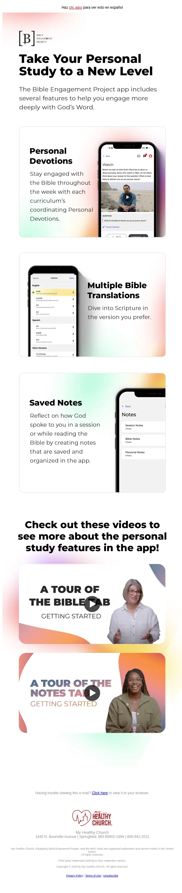 Bible Engagement Project email: Personal study tools