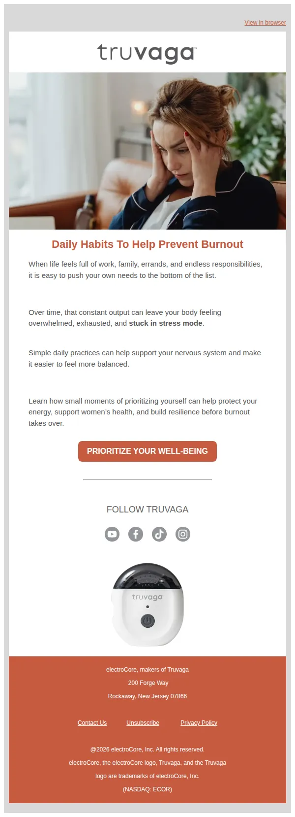 Truvaga email: Daily practices to help you feel less burnt out