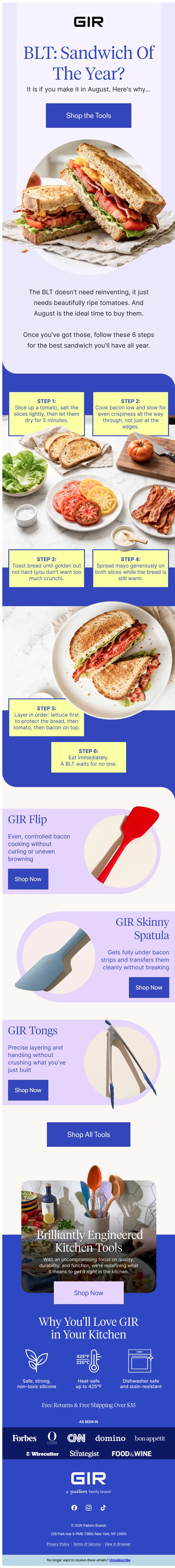 GIR by Pattern Brands email: The best sandwich you can make right now