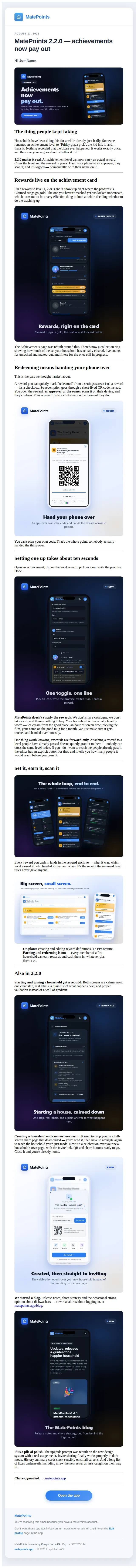 matepoints.app email: MatePoints 2.2.0 — achievements now pay out