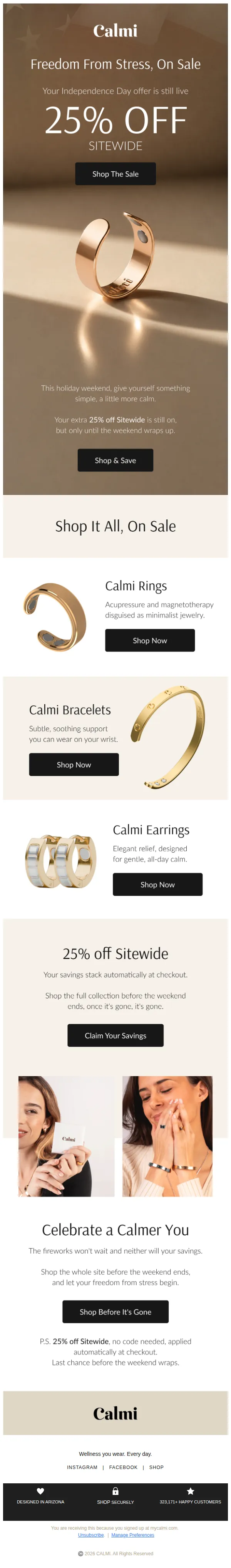 Calmi email: Your Freedom From Stress, 25% Off