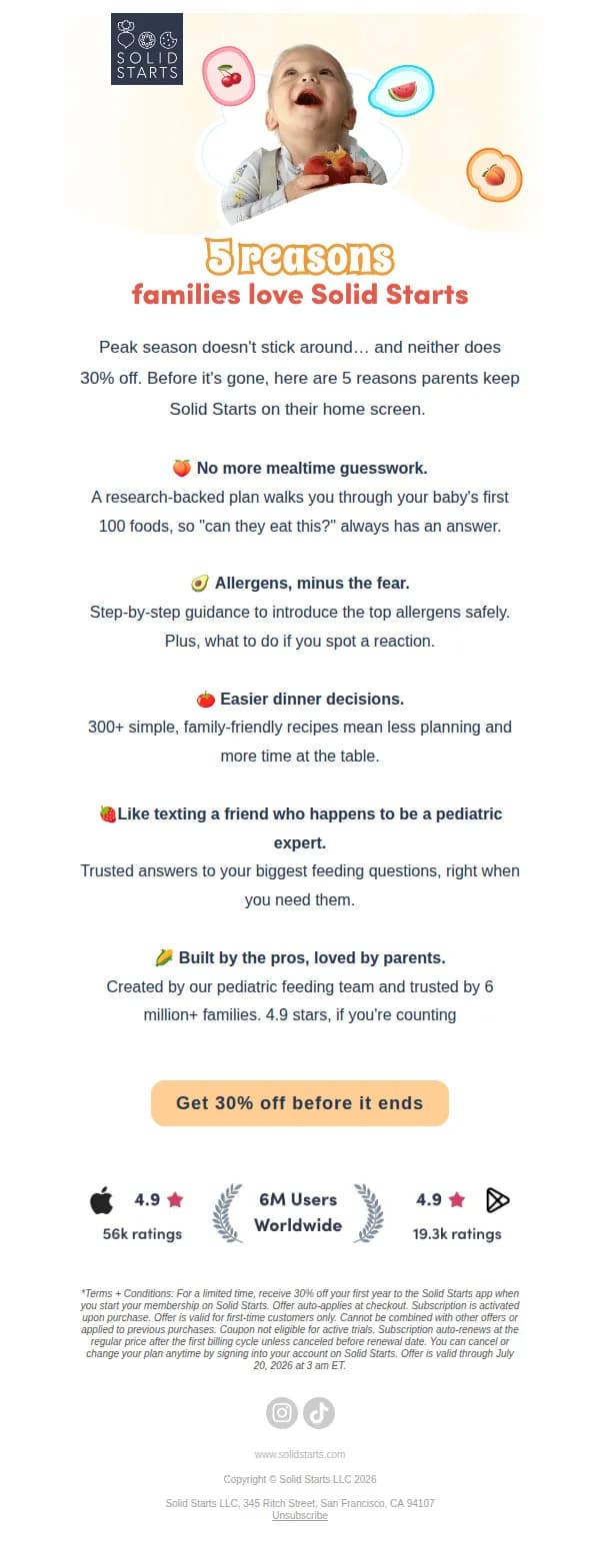Solid Starts email: 5 reasons parents love Solid Starts 🍓 (30% off ends soon)